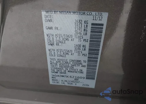 2013 Nissan Pathfinder Platinum from USA, damaged, VIN 5N1AR2MM7DC621609